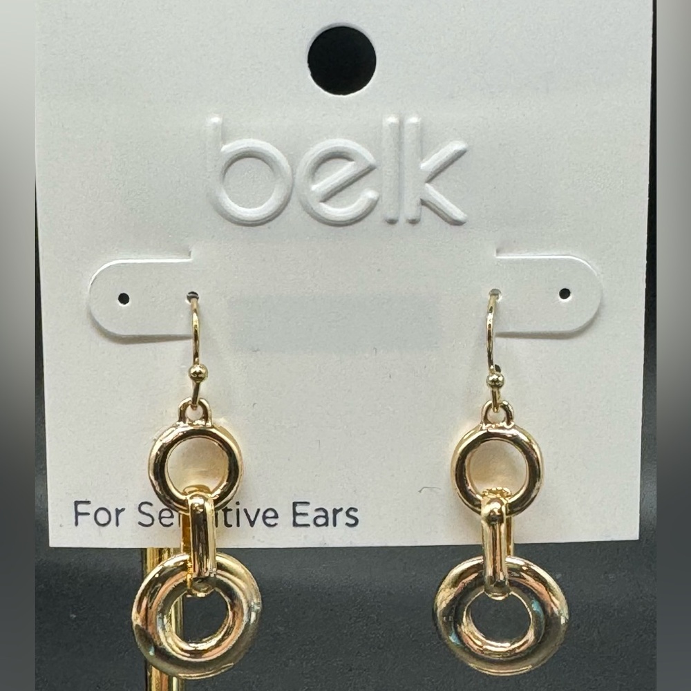 Belk Gold Tone Fish Hook Dangle Earrings